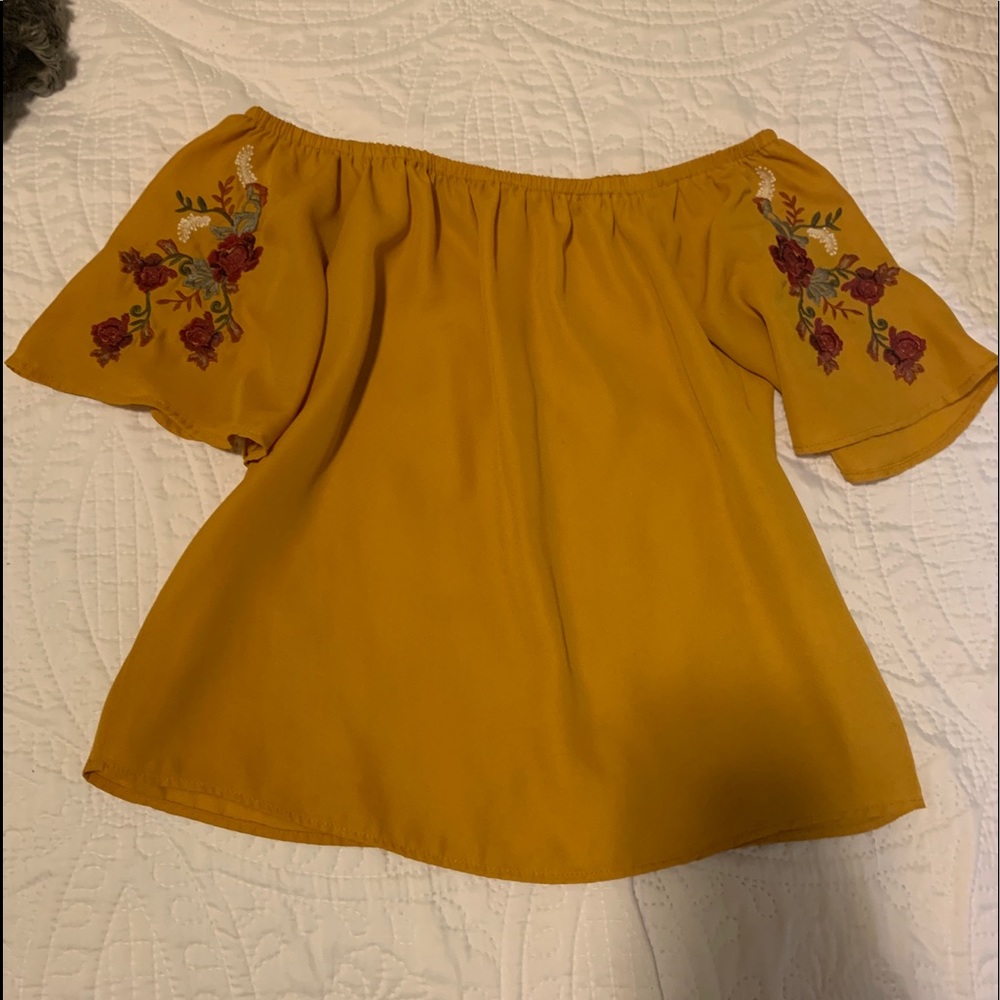 Boho floral off the shoulder shirt